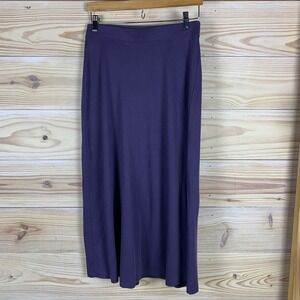 Peruvian Connection Skirt Women Medium Purple Pima Cotton Midi Jersey Quiet Lux